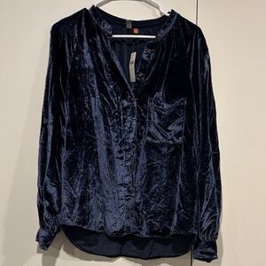 Anthropologie Velvet Button-Up Shirt